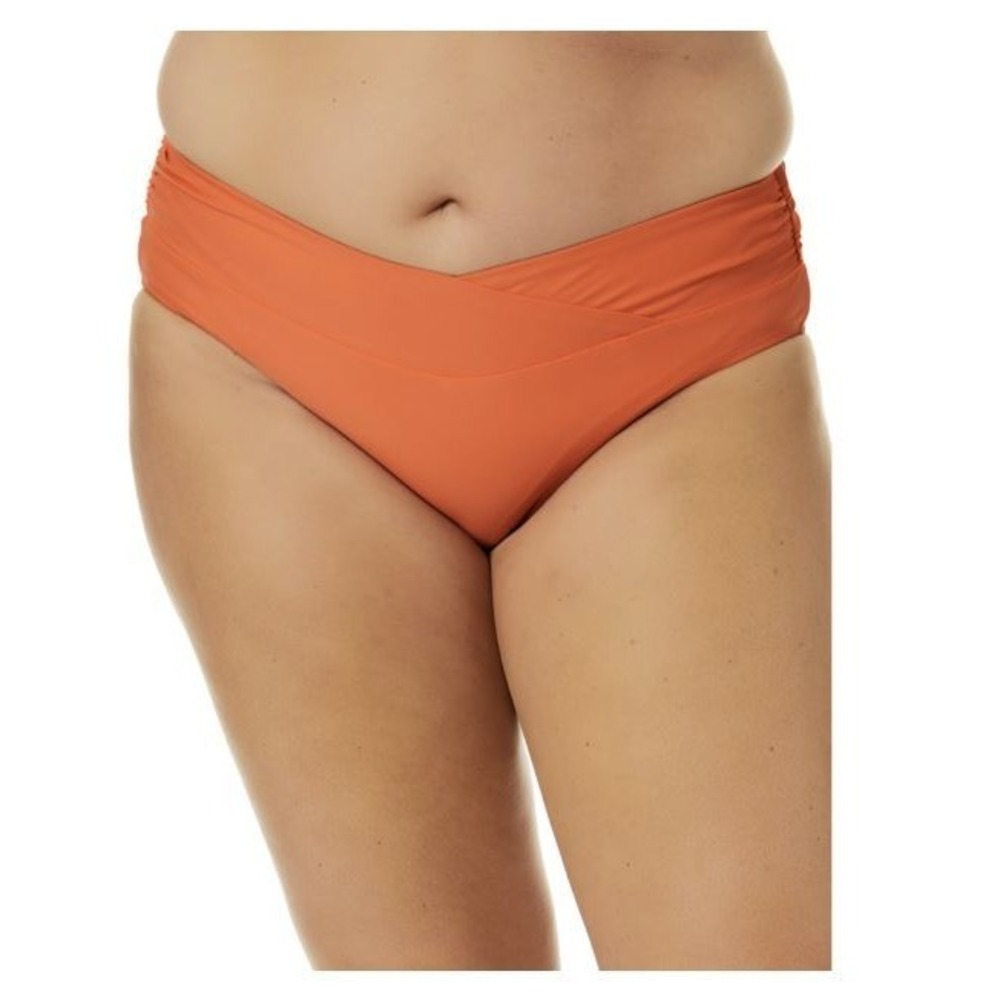 NEW Time And Tru Mid Rise v Waist Orange Bikini Swim Bottom Plus sz 2X (20w-22w)